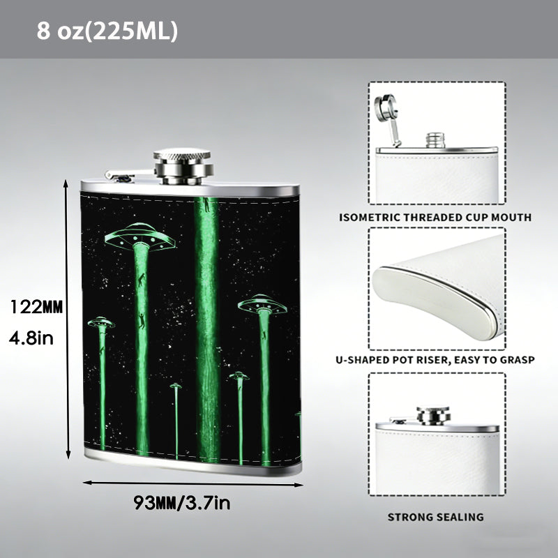 Glowing green garden pole lights 8oz Flask, Stainless Steel Whiskey Bottle Gift  for Women, Home Kitchen Bar Tools, Gift Box, Holiday Gift, Christmas, Valentine's Day, Girlfriend, Mom, Present