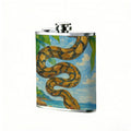 A snake on a tropical beach 1pc 8oz -Wrapped Portable Camping Flask, Stainless Steel Flat Liquor Bottle for Outdoor Use