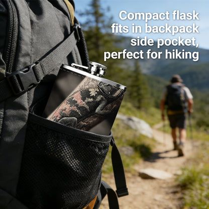 Close-up of a tattooed arm 1pc 8oz -Wrapped Portable Camping Flask, Stainless Steel Flat Liquor Bottle for Outdoor Use