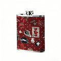 Assorted jewelry on red dotted background 1pc 8oz -Wrapped Portable Camping Flask, Stainless Steel Flat Liquor Bottle for Outdoor Use