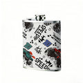 Monster truck speed themed pattern 1pc 8oz -Wrapped Portable Camping Flask, Stainless Steel Flat Liquor Bottle for Outdoor Use