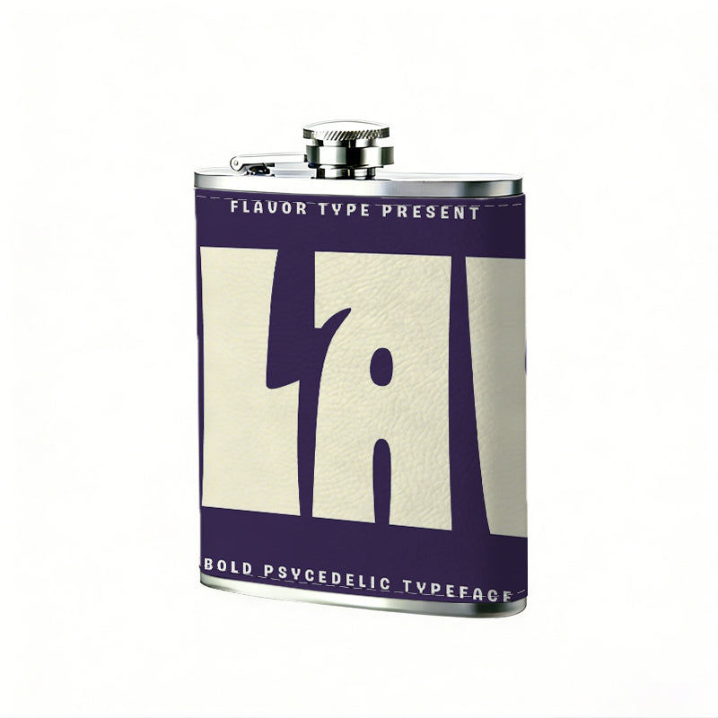 CLAW typographic design 1pc 8oz -Wrapped Portable Camping Flask, Stainless Steel Flat Liquor Bottle for Outdoor Use
