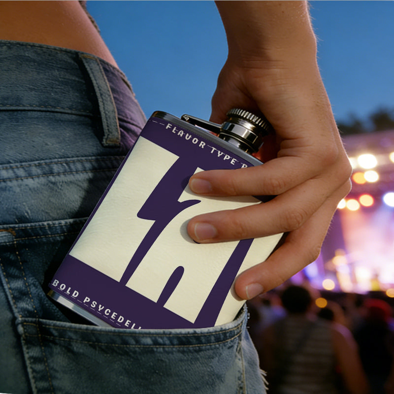 CLAW typographic design 1pc 8oz -Wrapped Portable Camping Flask, Stainless Steel Flat Liquor Bottle for Outdoor Use