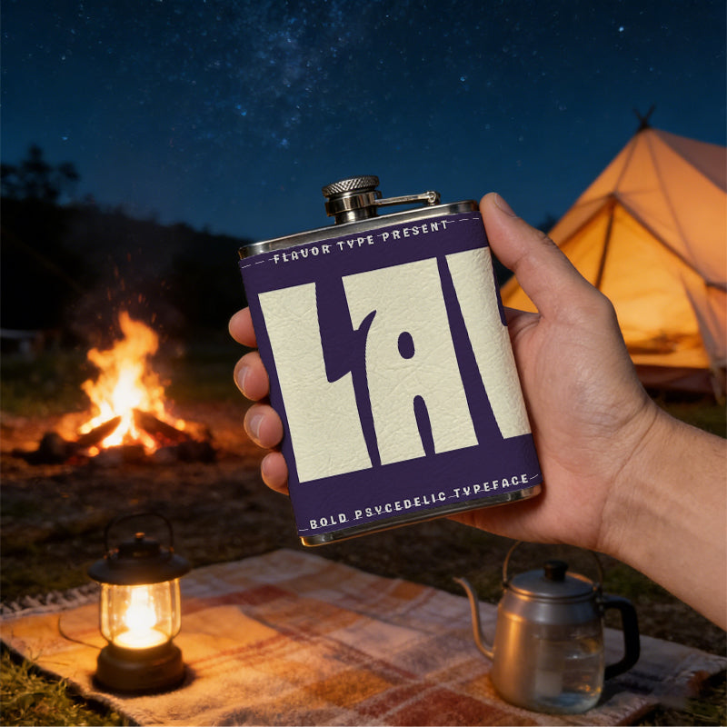 CLAW typographic design 1pc 8oz -Wrapped Portable Camping Flask, Stainless Steel Flat Liquor Bottle for Outdoor Use