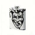Jester mask with happy sad faces 1pc 8oz -Wrapped Portable Camping Flask, Stainless Steel Flat Liquor Bottle for Outdoor Use