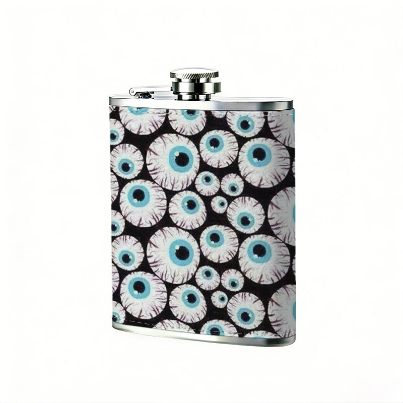 A pattern of cartoon eyeballs 1pc of a Portable Flask, a Small Stainless Steel Liquor Flask, 8-Ounce Capacity, Suitable for Outdoor And Home Use