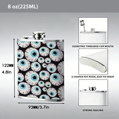 A pattern of cartoon eyeballs 1pc of a Portable Flask, a Small Stainless Steel Liquor Flask, 8-Ounce Capacity, Suitable for Outdoor And Home Use