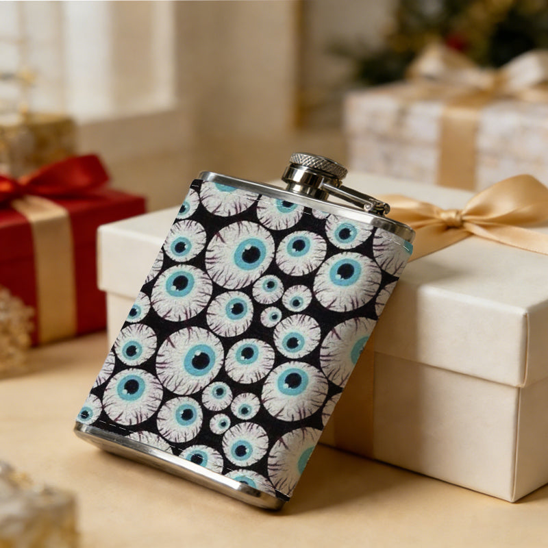 A pattern of cartoon eyeballs 1pc of a Portable Flask, a Small Stainless Steel Liquor Flask, 8-Ounce Capacity, Suitable for Outdoor And Home Use