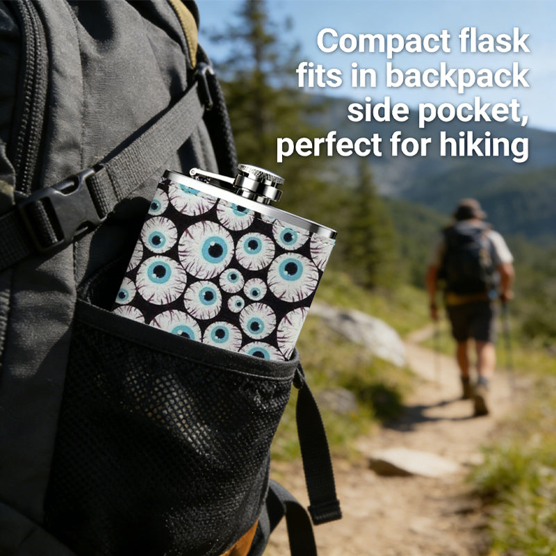 A pattern of cartoon eyeballs 1pc of a Portable Flask, a Small Stainless Steel Liquor Flask, 8-Ounce Capacity, Suitable for Outdoor And Home Use