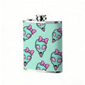 Cute alien skulls with pink bows 1pc of a Portable Flask, a Small Stainless Steel Liquor Flask, 8-Ounce Capacity, Suitable for Outdoor And Home Use