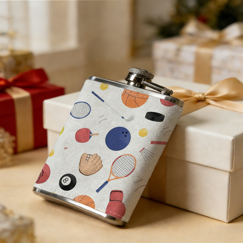 Assorted makeup products and brushes Stainless Steel Mini Flask - Design for Valentine's Day, Christmas, Father's Day Gifts - Ideal for Him, Dad, Boyfriend (Compact Travel-Ready)