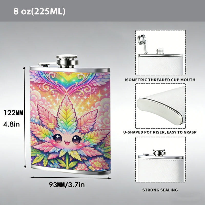 Cute rainbow winged cartoon artwork Stainless Steel Mini Flask - Design for Valentine's Day, Christmas, Father's Day Gifts - Ideal for Him, Dad, Boyfriend (Compact Travel-Ready)