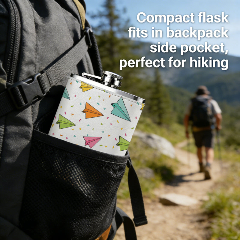 Colorful paper planes pattern Stainless Steel Mini Flask - Design for Valentine's Day, Christmas, Father's Day Gifts - Ideal for Him, Dad, Boyfriend (Compact Travel-Ready)
