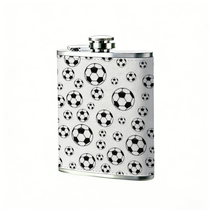 Multiple black and white soccer balls pattern Stainless Steel Mini Flask - Design for Valentine's Day, Christmas, Father's Day Gifts - Ideal for Him, Dad, Boyfriend (Compact Travel-Ready)