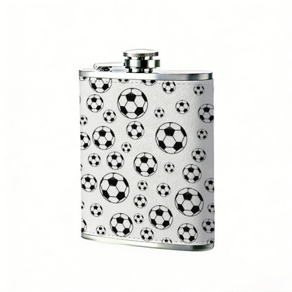Multiple black and white soccer balls pattern Stainless Steel Mini Flask - Design for Valentine's Day, Christmas, Father's Day Gifts - Ideal for Him, Dad, Boyfriend (Compact Travel-Ready)