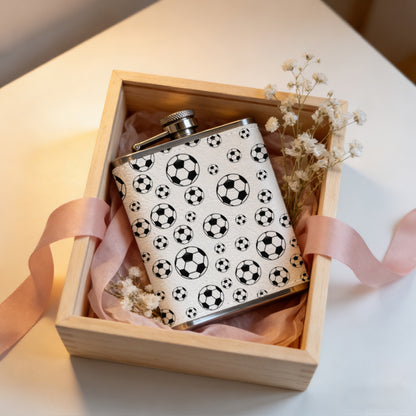 Multiple black and white soccer balls pattern Stainless Steel Mini Flask - Design for Valentine's Day, Christmas, Father's Day Gifts - Ideal for Him, Dad, Boyfriend (Compact Travel-Ready)
