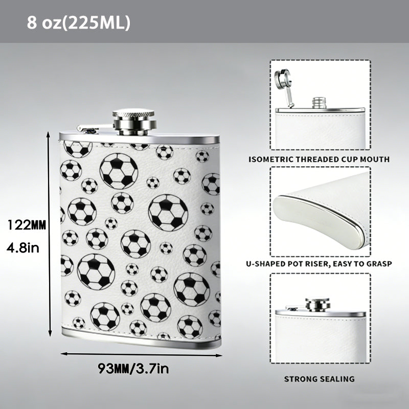 Multiple black and white soccer balls pattern Stainless Steel Mini Flask - Design for Valentine's Day, Christmas, Father's Day Gifts - Ideal for Him, Dad, Boyfriend (Compact Travel-Ready)