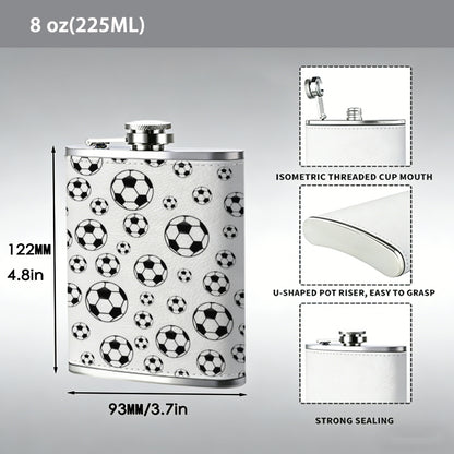 Multiple black and white soccer balls pattern Stainless Steel Mini Flask - Design for Valentine's Day, Christmas, Father's Day Gifts - Ideal for Him, Dad, Boyfriend (Compact Travel-Ready)