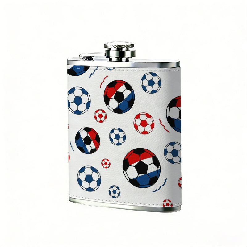 Soccer ball seamless pattern Stainless Steel Mini Flask - Design for Valentine's Day, Christmas, Father's Day Gifts - Ideal for Him, Dad, Boyfriend (Compact Travel-Ready)