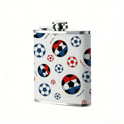 Soccer ball seamless pattern Stainless Steel Mini Flask - Design for Valentine's Day, Christmas, Father's Day Gifts - Ideal for Him, Dad, Boyfriend (Compact Travel-Ready)