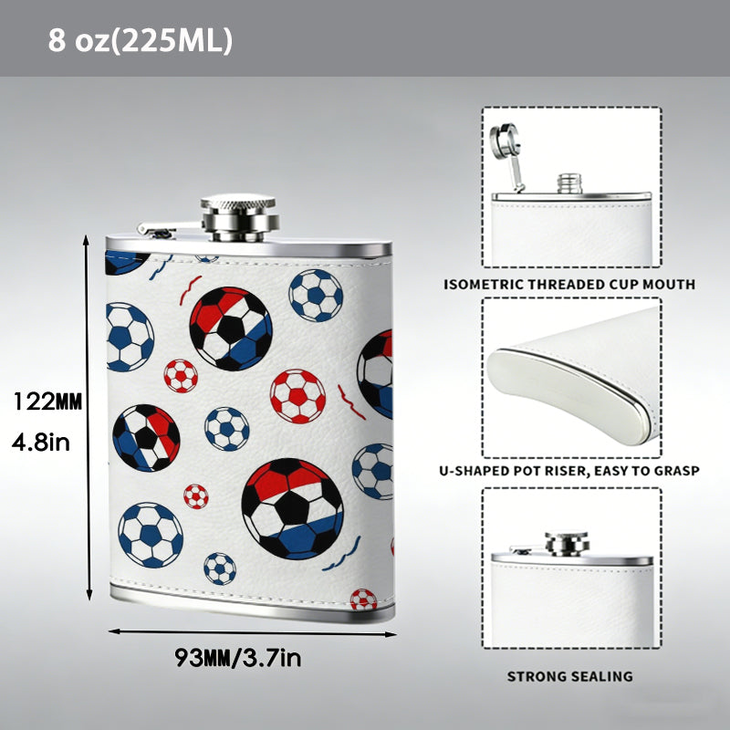 Soccer ball seamless pattern Stainless Steel Mini Flask - Design for Valentine's Day, Christmas, Father's Day Gifts - Ideal for Him, Dad, Boyfriend (Compact Travel-Ready)