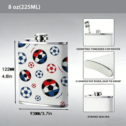 Soccer ball seamless pattern Stainless Steel Mini Flask - Design for Valentine's Day, Christmas, Father's Day Gifts - Ideal for Him, Dad, Boyfriend (Compact Travel-Ready)