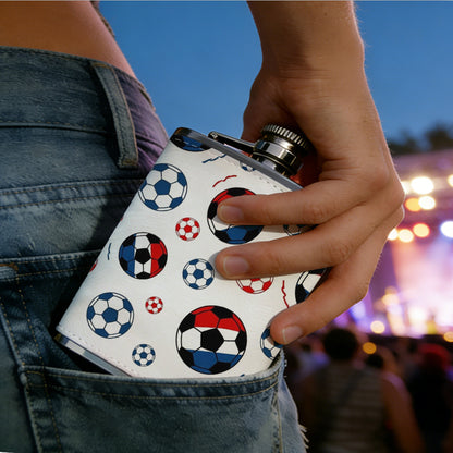 Soccer ball seamless pattern Stainless Steel Mini Flask - Design for Valentine's Day, Christmas, Father's Day Gifts - Ideal for Him, Dad, Boyfriend (Compact Travel-Ready)
