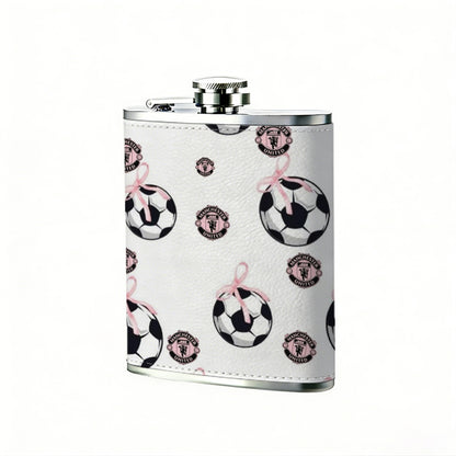 Soccer ball hanging ornaments Stainless Steel Mini Flask - Design for Valentine's Day, Christmas, Father's Day Gifts - Ideal for Him, Dad, Boyfriend (Compact Travel-Ready)