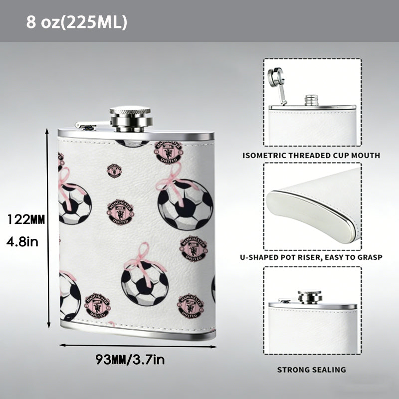 Soccer ball hanging ornaments Stainless Steel Mini Flask - Design for Valentine's Day, Christmas, Father's Day Gifts - Ideal for Him, Dad, Boyfriend (Compact Travel-Ready)