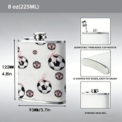 Soccer ball hanging ornaments Stainless Steel Mini Flask - Design for Valentine's Day, Christmas, Father's Day Gifts - Ideal for Him, Dad, Boyfriend (Compact Travel-Ready)
