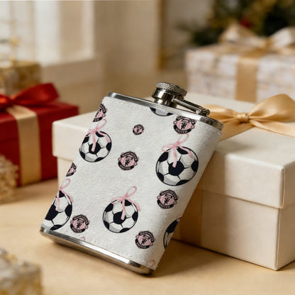 Soccer ball hanging ornaments Stainless Steel Mini Flask - Design for Valentine's Day, Christmas, Father's Day Gifts - Ideal for Him, Dad, Boyfriend (Compact Travel-Ready)