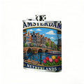 Amsterdam Netherlands scenic souvenir sticker Stainless Steel Mini Flask - Design for Valentine's Day, Christmas, Father's Day Gifts - Ideal for Him, Dad, Boyfriend (Compact Travel-Ready)