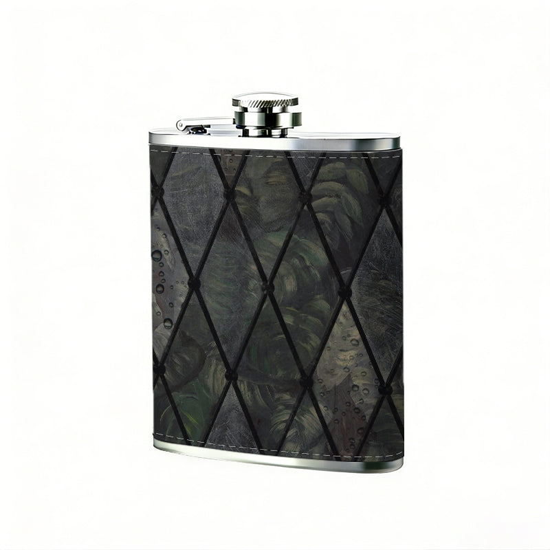 Dark argyle textured pattern Stainless Steel Mini Flask - Design for Valentine's Day, Christmas, Father's Day Gifts - Ideal for Him, Dad, Boyfriend (Compact Travel-Ready)