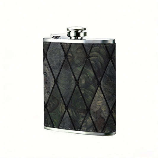 Dark argyle textured pattern Stainless Steel Mini Flask - Design for Valentine's Day, Christmas, Father's Day Gifts - Ideal for Him, Dad, Boyfriend (Compact Travel-Ready)