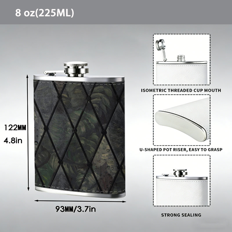 Dark argyle textured pattern Stainless Steel Mini Flask - Design for Valentine's Day, Christmas, Father's Day Gifts - Ideal for Him, Dad, Boyfriend (Compact Travel-Ready)