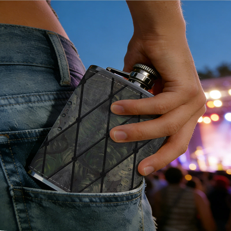 Dark argyle textured pattern Stainless Steel Mini Flask - Design for Valentine's Day, Christmas, Father's Day Gifts - Ideal for Him, Dad, Boyfriend (Compact Travel-Ready)