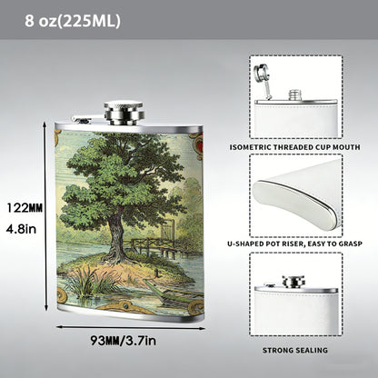 Vintage label with tree and "TA" Stainless Steel Mini Flask - Design for Valentine's Day, Christmas, Father's Day Gifts - Ideal for Him, Dad, Boyfriend (Compact Travel-Ready)
