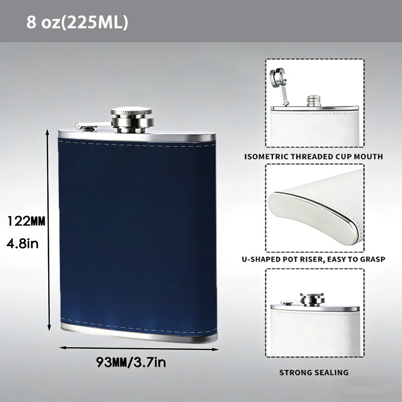 Dark blue background with light beams 8oz Portable Stainless Steel Hip Flask - Juice Flask - Perfect Gift - Unique Whiskey Flask for Women, Wine Pot Metal - Ideal stainless steel flask for all outdoor activities
