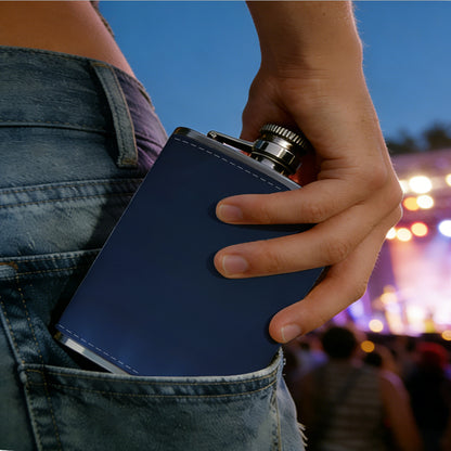 Dark blue background with light beams 8oz Portable Stainless Steel Hip Flask - Juice Flask - Perfect Gift - Unique Whiskey Flask for Women, Wine Pot Metal - Ideal stainless steel flask for all outdoor activities