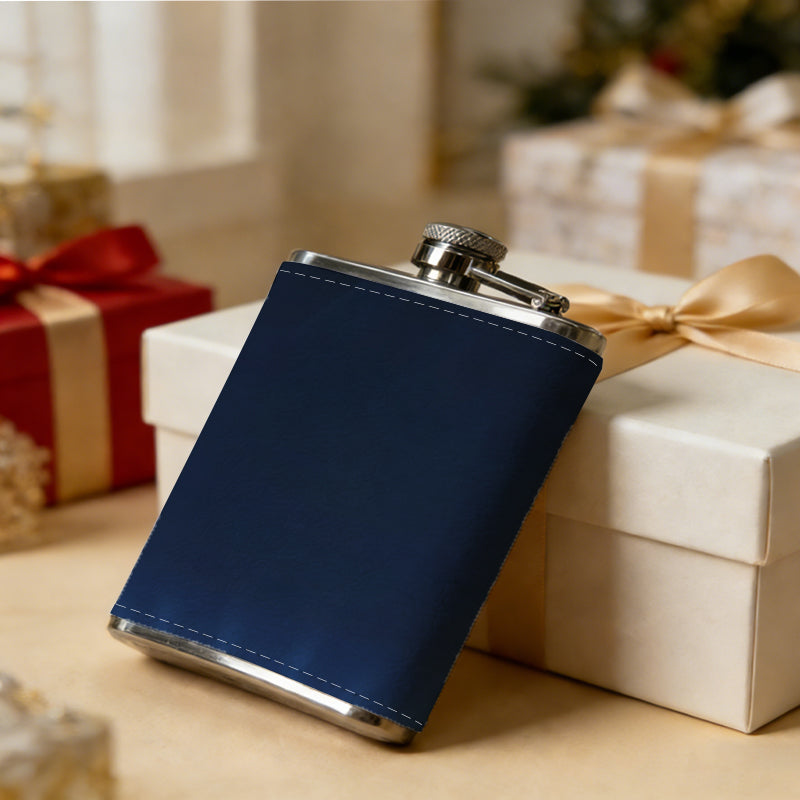 Dark blue background with light beams 8oz Portable Stainless Steel Hip Flask - Juice Flask - Perfect Gift - Unique Whiskey Flask for Women, Wine Pot Metal - Ideal stainless steel flask for all outdoor activities