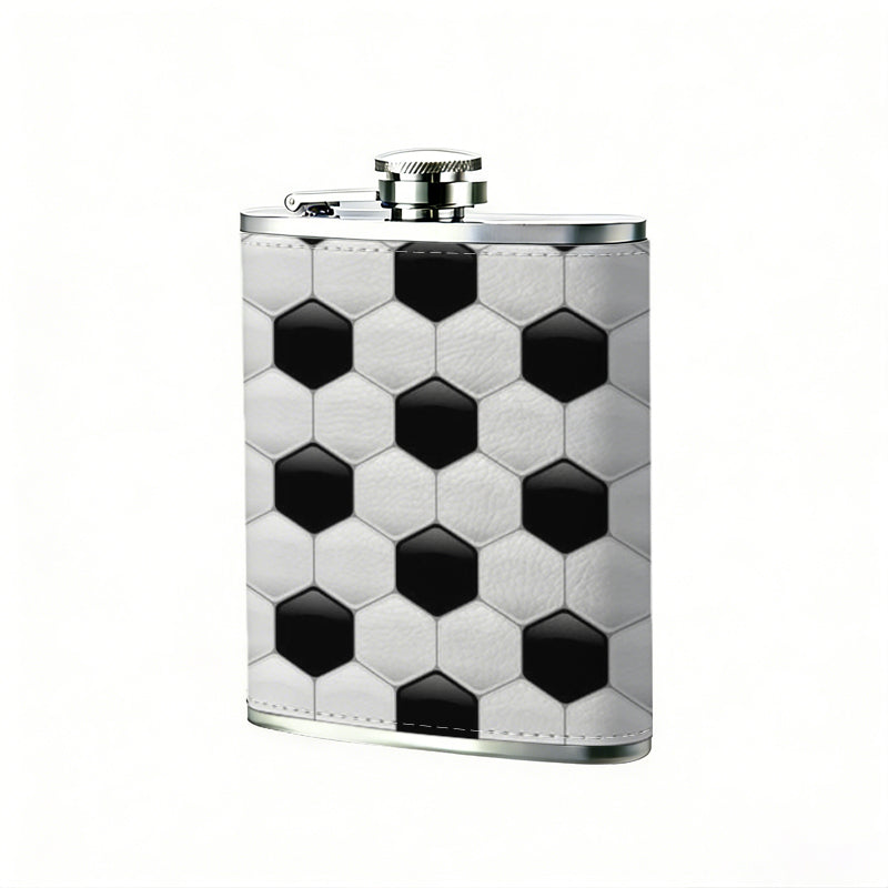 Black and white hexagonal pattern 8oz Portable Stainless Steel Hip Flask - Juice Flask - Perfect Gift - Unique Whiskey Flask for Women, Wine Pot Metal - Ideal stainless steel flask for all outdoor activities
