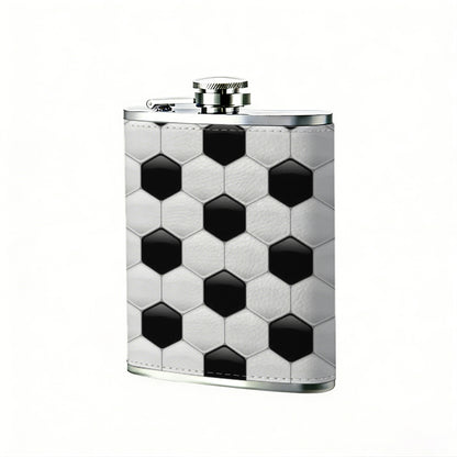 Black and white hexagonal pattern 8oz Portable Stainless Steel Hip Flask - Juice Flask - Perfect Gift - Unique Whiskey Flask for Women, Wine Pot Metal - Ideal stainless steel flask for all outdoor activities