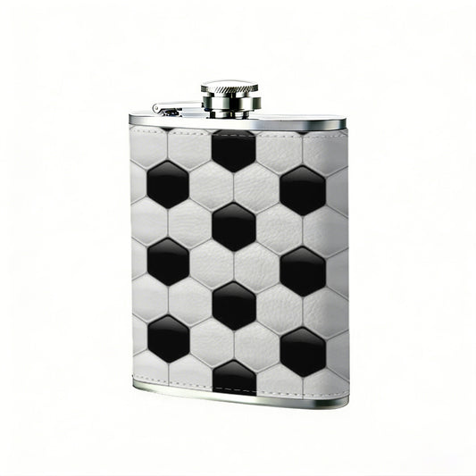 Black and white hexagonal pattern 8oz Portable Stainless Steel Hip Flask - Juice Flask - Perfect Gift - Unique Whiskey Flask for Women, Wine Pot Metal - Ideal stainless steel flask for all outdoor activities