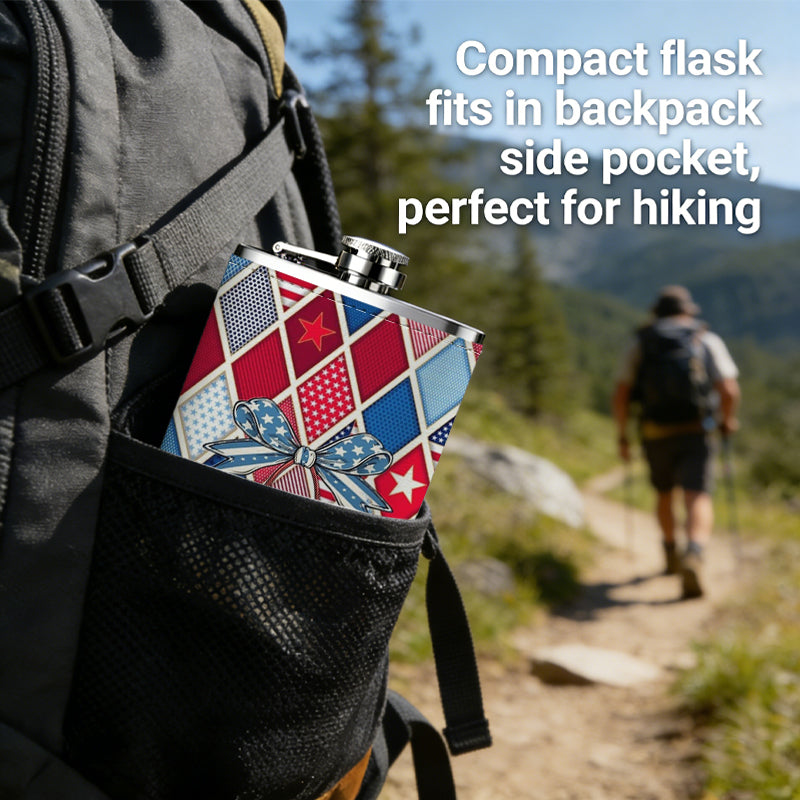 Red, blue and gray argyle pattern with cherries 8oz Portable Stainless Steel Hip Flask - Juice Flask - Perfect Gift - Unique Whiskey Flask for Women, Wine Pot Metal - Ideal stainless steel flask for all outdoor activities