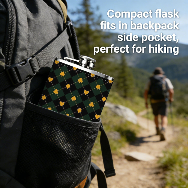 Glowing heart and round light patterns 8oz Portable Stainless Steel Hip Flask - Juice Flask - Perfect Gift - Unique Whiskey Flask for Women, Wine Pot Metal - Ideal stainless steel flask for all outdoor activities