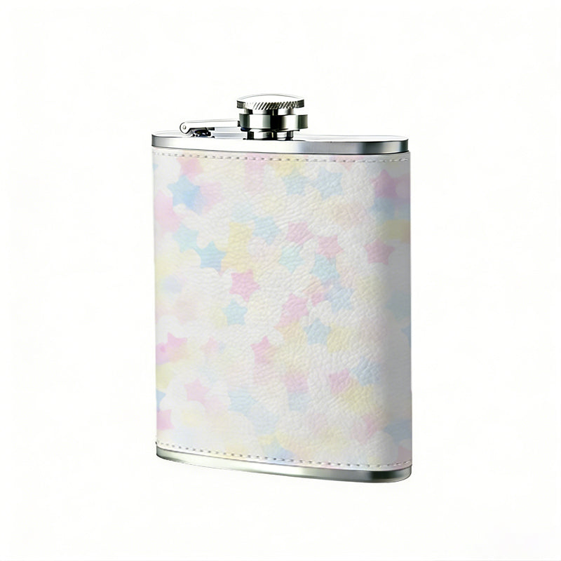 Blurry multicolor pixelated background 8oz Portable Stainless Steel Hip Flask - Juice Flask - Perfect Gift - Unique Whiskey Flask for Women, Wine Pot Metal - Ideal stainless steel flask for all outdoor activities