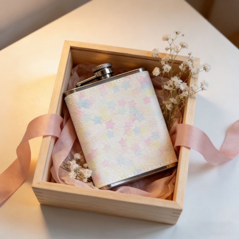 Blurry multicolor pixelated background 8oz Portable Stainless Steel Hip Flask - Juice Flask - Perfect Gift - Unique Whiskey Flask for Women, Wine Pot Metal - Ideal stainless steel flask for all outdoor activities