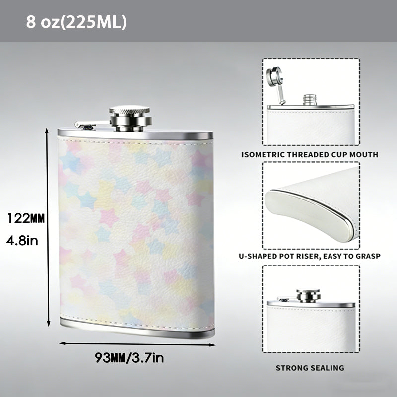 Blurry multicolor pixelated background 8oz Portable Stainless Steel Hip Flask - Juice Flask - Perfect Gift - Unique Whiskey Flask for Women, Wine Pot Metal - Ideal stainless steel flask for all outdoor activities