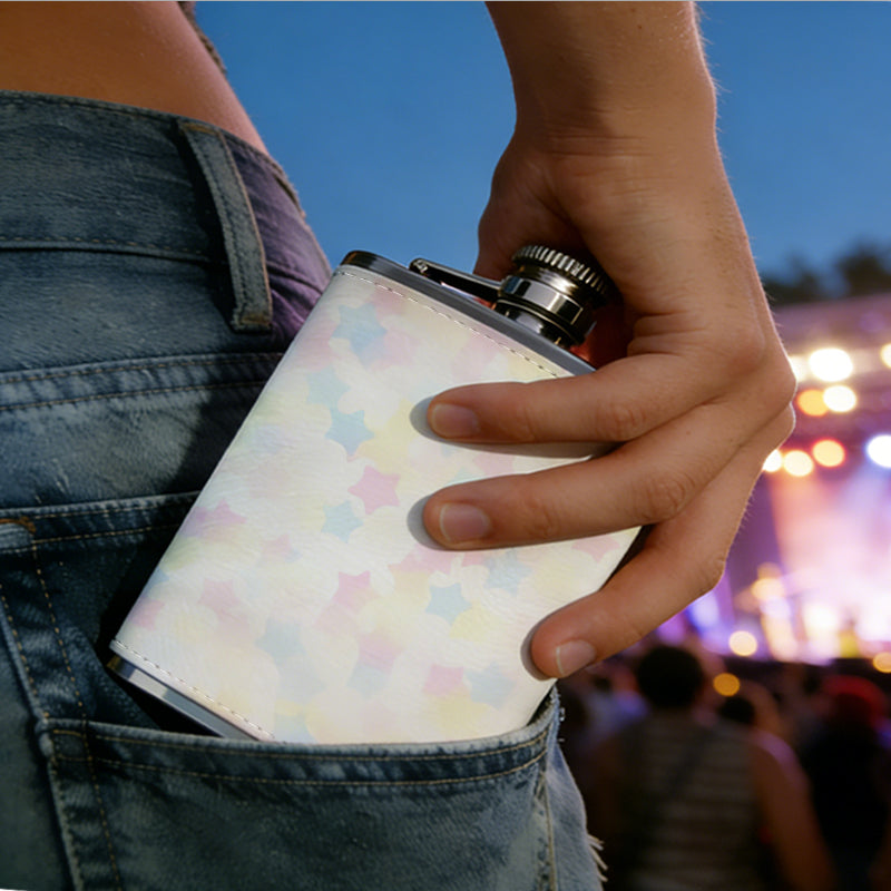 Blurry multicolor pixelated background 8oz Portable Stainless Steel Hip Flask - Juice Flask - Perfect Gift - Unique Whiskey Flask for Women, Wine Pot Metal - Ideal stainless steel flask for all outdoor activities