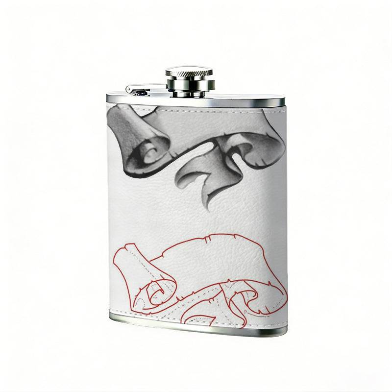 Two stylized ribbon banners 8oz Portable Stainless Steel Hip Flask - Juice Flask - Perfect Gift - Unique Whiskey Flask for Women, Wine Pot Metal - Ideal stainless steel flask for all outdoor activities